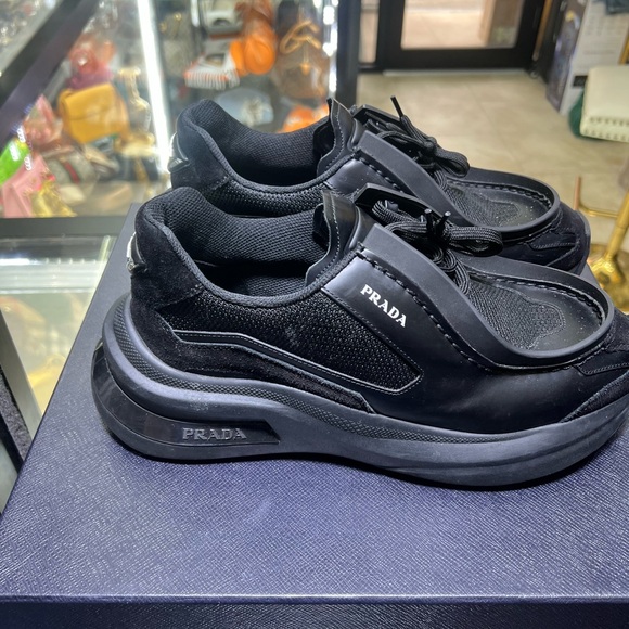 Prada Men's Systeme Brushed Leather Smeakers Size 7 Prada US 8.5-9 - Picture 2 of 7